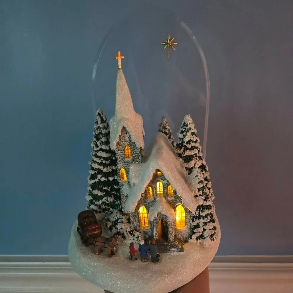 Thomas Kinkade Winter At Mountain Chapel 2008 Christmas Village church